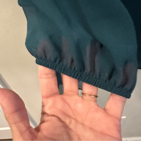 Zara Emerald Bottle Green Chiffon Tiered Ruffle Mini Size XS Dress - Picture 12 of 14